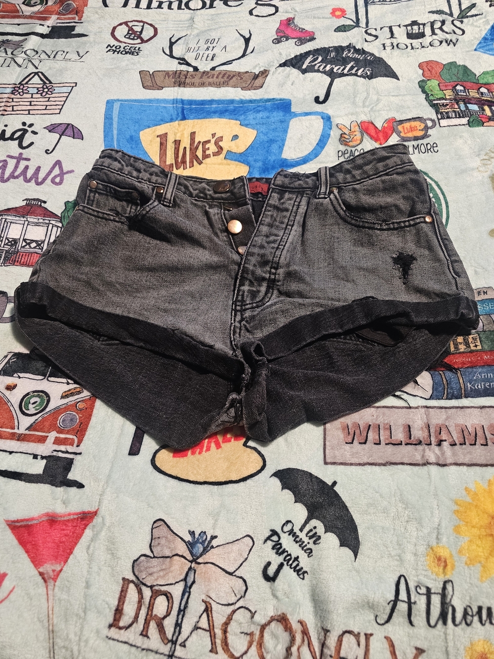 Signature8 Two-Tone Black and Gray Denim Shorts